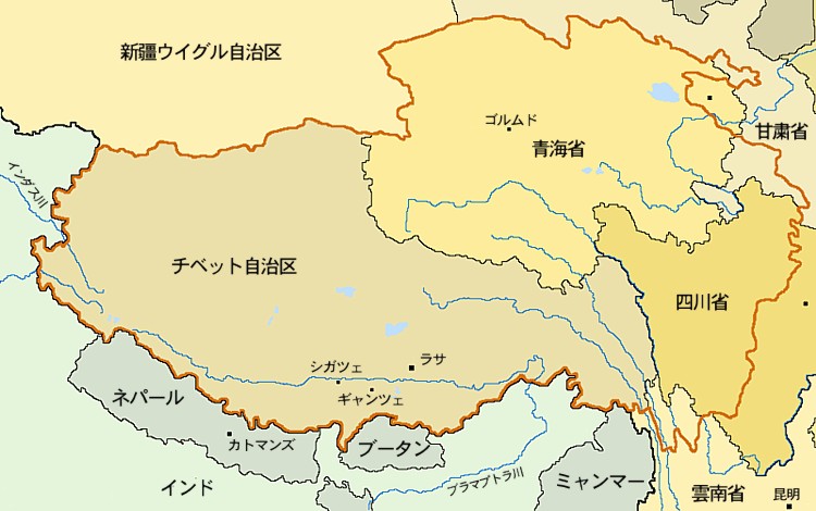 チベット全土の地図